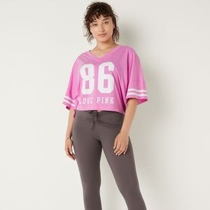 Victoria's Secret PINK Cotton Oversized Crop Top Pink Bloom Medium NEW
